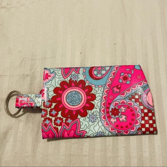 Lou Harvey Blue and Pink Paisley Print Keychain Wallet - Picture 3 of 6